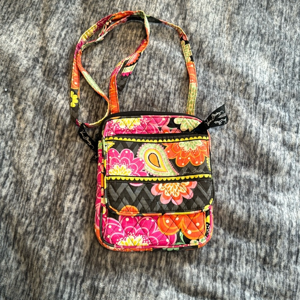 Vera Bradley Mini Hipster Crossbody Bag Quilted Ziggy Zinnia Floral Purse